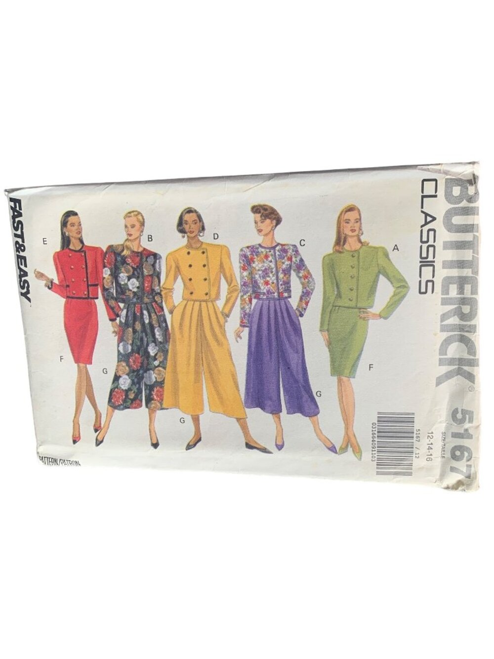 Butterick 5167 Sewing Pattern Skirt Shirt Size 12 14 16 Women's Uncut 90s